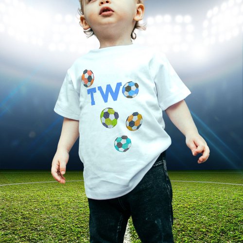 Soccer Balls TWO Second Birthday Baby T_Shirt