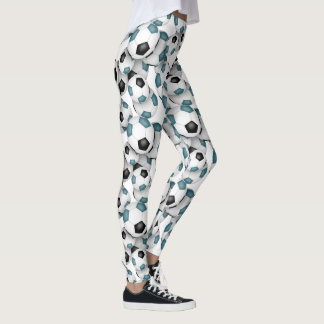 soccer balls with teal black team colors leggings