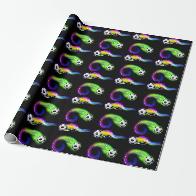 Soccer Balls Wrapping Paper (Unrolled)