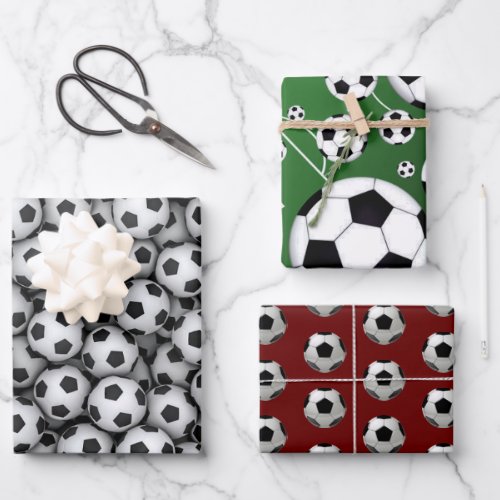 Soccer Balls Wrapping Paper Sheet Set