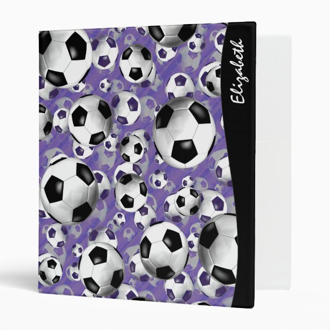 Soccer Ballz Girl's soccer pattern 3 Ring Binder (Front/Inside)