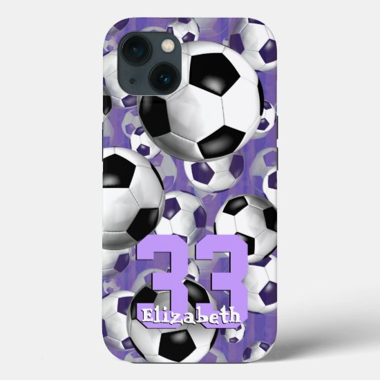 Soccer Ballz! Girls soccer player jersey number iPhone case