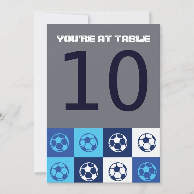 SOCCER Bar Bat Mitzvah Table Number Seating Card (Front)