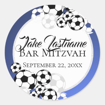 Soccer Bar Mitzvah Classic Round Sticker by InBeTeen at Zazzle