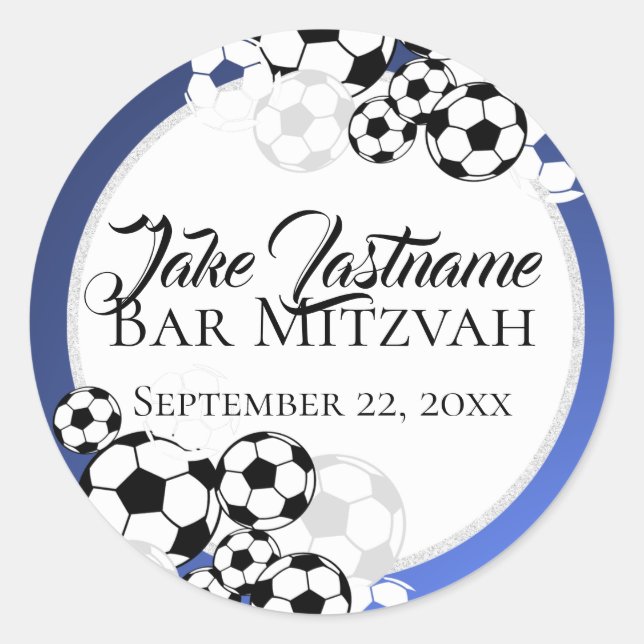 Soccer Bar Mitzvah Classic Round Sticker (Front)