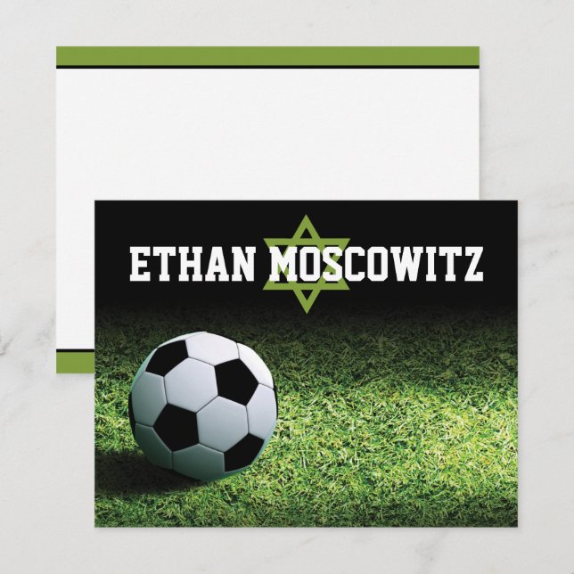 Soccer Bar Mitzvah Flat Thank You Note (Front/Back)