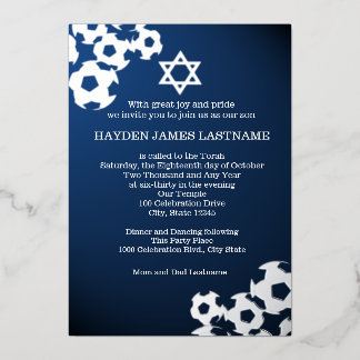 Soccer Bar Mitzvah Foil Invitation