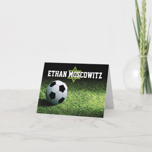 Soccer Bar Mitzvah Folded Thank You Card 3