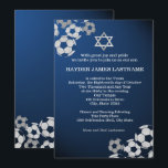 Soccer Bar Mitzvah Invitation<br><div class="desc">Multi soccer balls sports themed bar mitzvah invitation in blue with bold clean editable text and silver Star of David.  Silver tone soccer balls in upper and lower corners of this elegant soccer sports mitzvah invitation.</div>