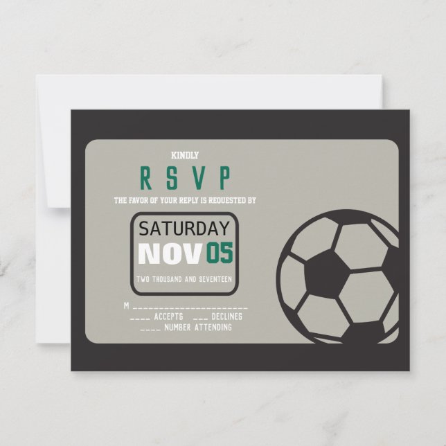 SOCCER Bar Mitzvah Invitation Reply Card (Front)