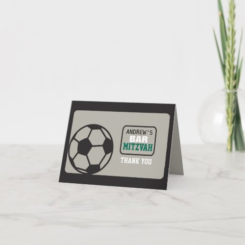 SOCCER Bar Mitzvah Invitation Thank You Card