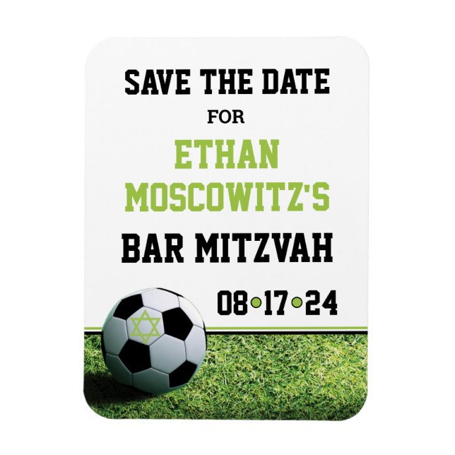 Soccer Bar Mitzvah Save the Date Magnet (Vertical)