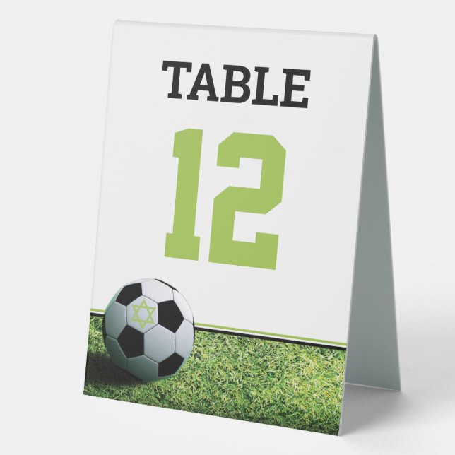 Soccer Bar Mitzvah Table Tent (Back)