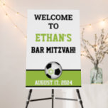 Soccer Bar Mitzvah Welcome  Foam Board<br><div class="desc">This soccer-themed Bar Mitzvah welcome sign board coordinates with the Night Stadium Bar Mitzvah invitation. It has a band of green along the bottom with a black and white soccer ball with a small green Star of David on it in the lower center of the foam board. This soccer welcome...</div>