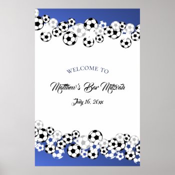 Soccer Bar Mitzvah Welcome Poster by InBeTeen at Zazzle