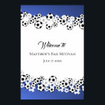 Soccer Bar Mitzvah Welcome Sign<br><div class="desc">Multiple soccer balls decorate this fun blue and black soccer theme poster with custom text.  Change text as preferred for any occasion.</div>