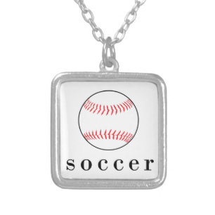 Soccer Baseball Funny Hilarious Sports T-Shirt Silver Plated Necklace