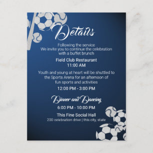 Soccer Baseball Sport Bar Mitzvah Details and Info Invitation