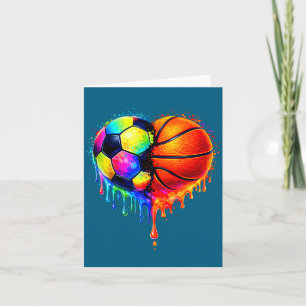 Soccer Basketball Drip Heart Srts Valentines Day M Card