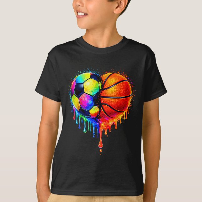 Soccer Basketball Drip Heart Srts Valentines Day M T-Shirt (Front)