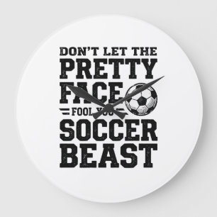 Soccer Beast Pretty Face Vintage Typography Shirt_ Large Clock