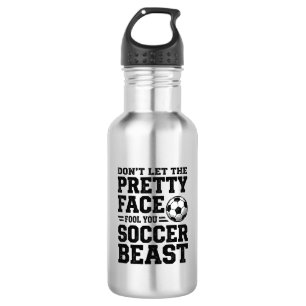 Soccer Beast Pretty Face Vintage Typography Shirt_ Stainless Steel Water Bottle