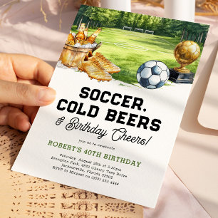 Soccer, Beers & Cheers Adult Birthday Invitation