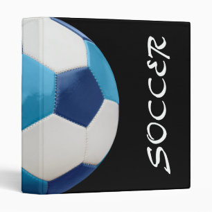 Soccer Binder Light Blue and Navy on Black