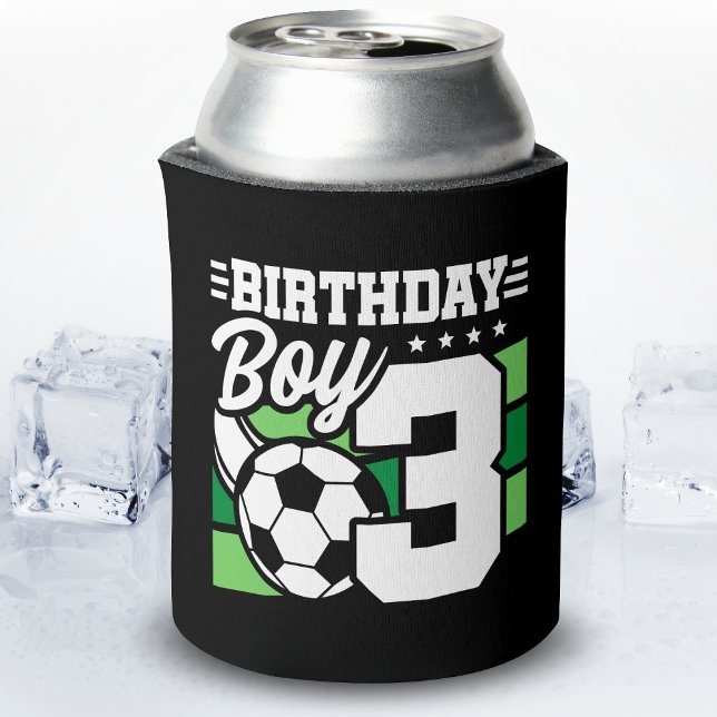 Soccer Birthday - 3 Year Old Boy - 3rd Birthday Can Cooler (Creator Uploaded)
