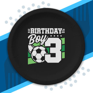 Soccer Birthday - 3 Year Old Boy - 3rd Birthday Paper Plates
