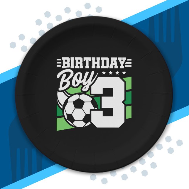 Soccer Birthday - 3 Year Old Boy - 3rd Birthday Paper Plates (Creator Uploaded)