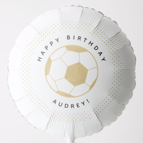 Soccer Birthday Balloon | Custom Name Gold & White