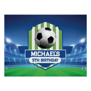 Soccer Birthday banner backdrop Poster