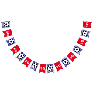 Soccer birthday banner sports party boys navy red