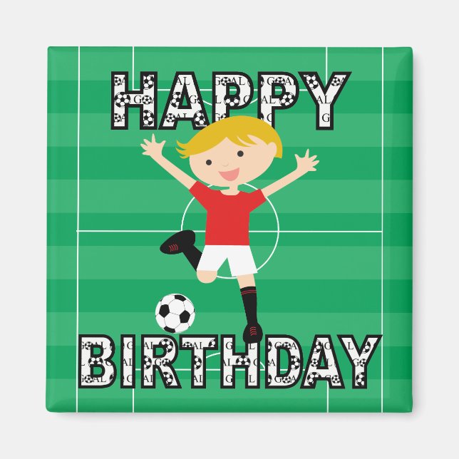 Soccer Birthday Boy 1 Red and White Magnet (Front)