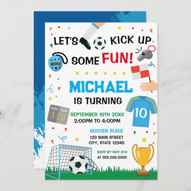 Soccer Birthday boy Invitation (Front/Back)
