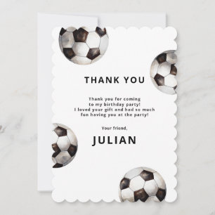 Soccer Birthday Boys Sports Football Party Thank You Card