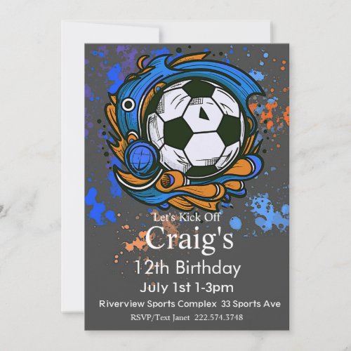 Soccer Birthday Football Birthday Futbol  Invitation