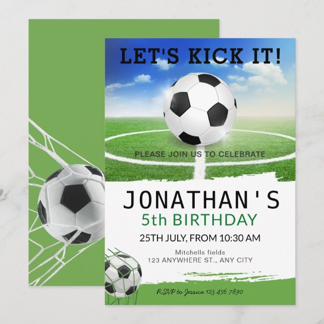  Soccer Birthday Invitation (Front/Back)