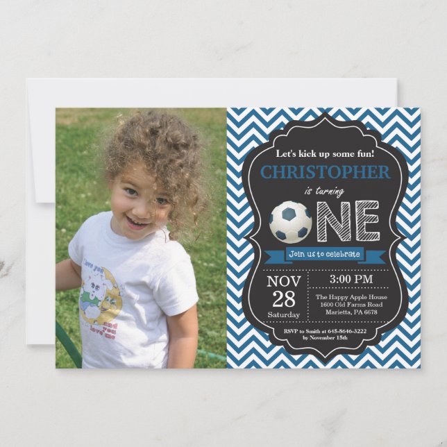Soccer Birthday Invitation 1st Birthday Party (Front)