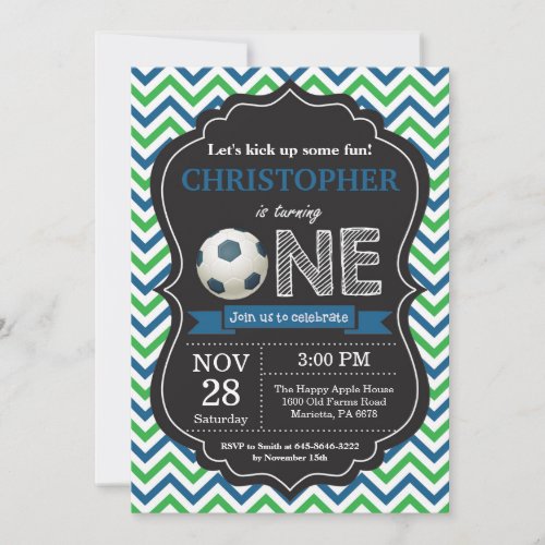 Soccer Birthday Invitation 1st Birthday Party