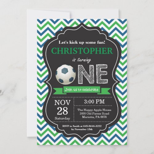 Soccer Birthday Invitation 1st Birthday Party