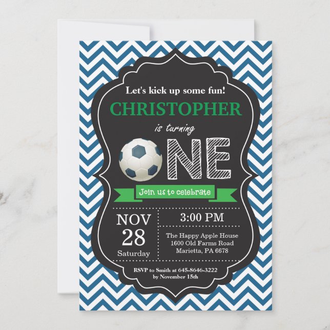 Soccer Birthday Invitation 1st Birthday Party (Front)