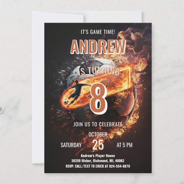 Soccer Birthday Invitation Minimalist Card (Front)