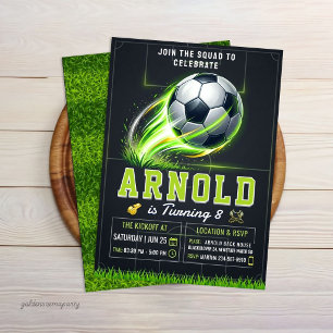 Soccer Birthday Invitation   Neon Green Glow Sport
