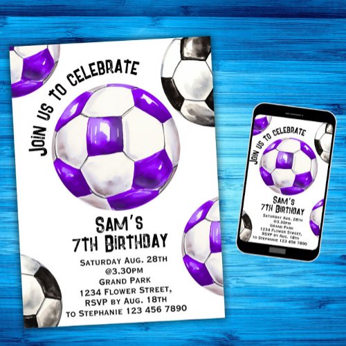 Soccer Birthday Invitation _ Purple Soccer Party
