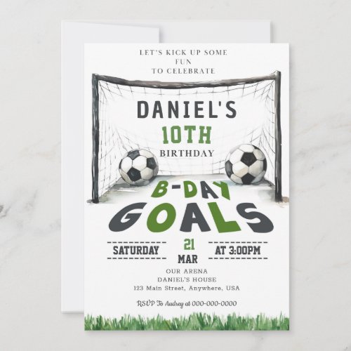 Soccer Birthday Invitation Sport Invite B_day Goal