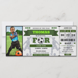 Soccer Birthday Invitation Ticket, Football Ticket