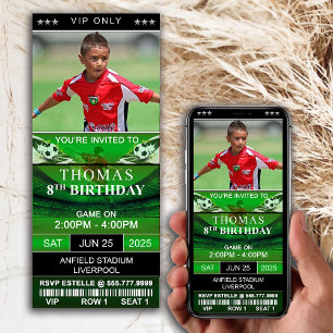 Soccer Birthday Invitation Ticket, Football Ticket