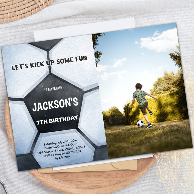 Soccer Birthday Invitation with Photo (Full Soccer Birthday Invitations with photo)